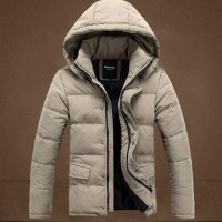 Doudoune Homme Capuche Sport Outdoor Trek Natural Tone Beige Gris